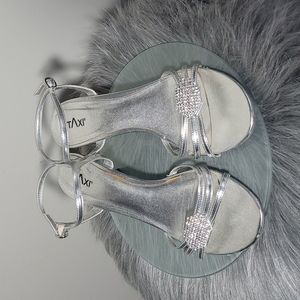 Taxi Silver & Faux Diamond Heels